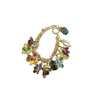 Vintage Julie Rubino Jeweled Charm Bracelet or Anklet (A2691)